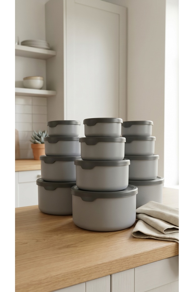 Set of 12 Round Storage Containers (0.45ml -0.8Ml-1.5L-2.5L) Microwave and Freezer Compatible