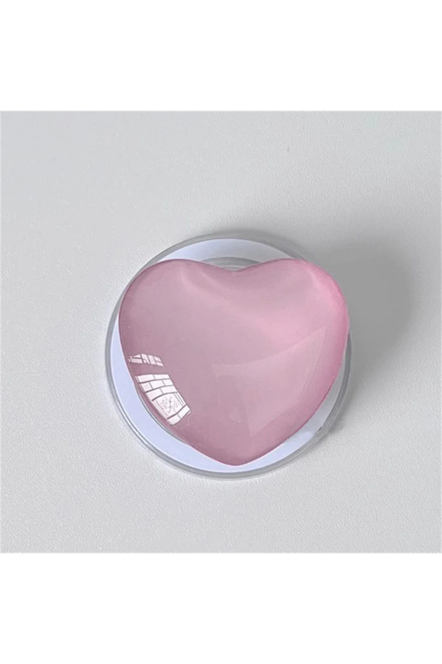 Light Pink Korean Cute 3D Glass Love Heart For Magsafe Magnetic Phone Griptok Grip Tok Stand For iPh