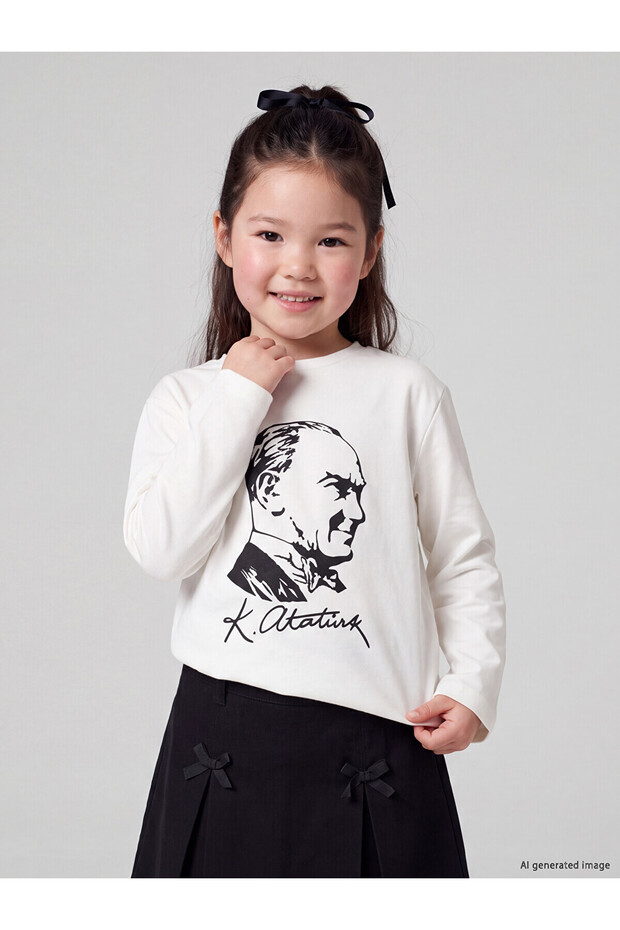 White Ataturk Themed Girls' T-Shirt