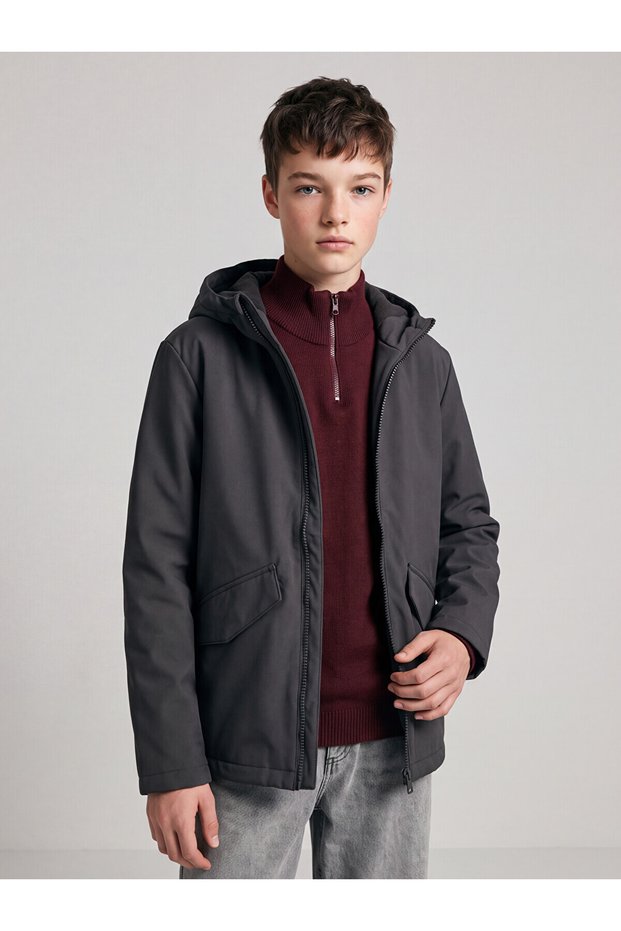 Anthracite Water Repellent Boy's Raincoat