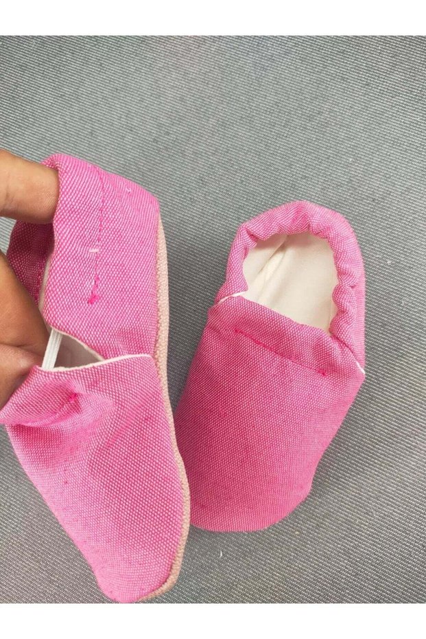 Baby Girls Boys Linen Ergonomic Home Nursery Booties Slippers Shoes — Pink