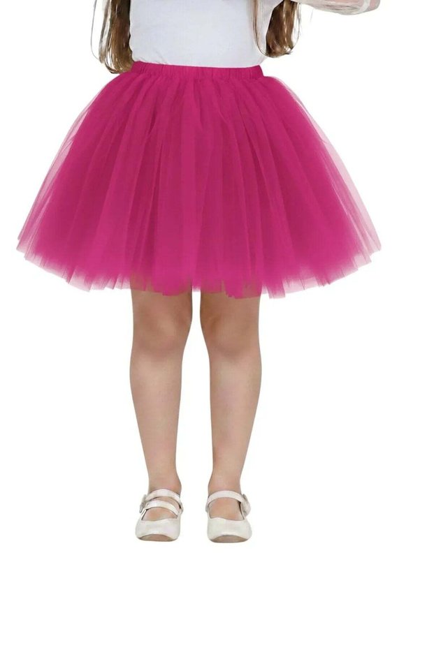 Girl's School Holiday Outfit April 23Rd Birthday Tulle Tutu Skirt — Fuchsia