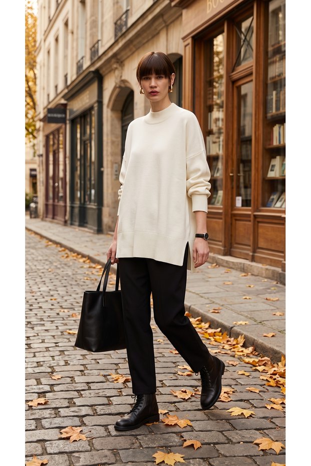 BASIC-Strickpullover mit Stehkragen