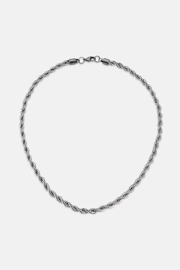 6mm X 50cm 316L Steel Rope Chain Silver Tone Men's Necklace