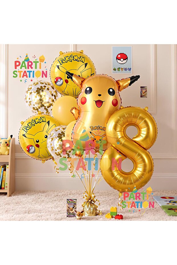 Pokemon Pikachu Concept 8 Year Old Birthday Balloon Set Pokemon Pikachu Foil Balloon Set