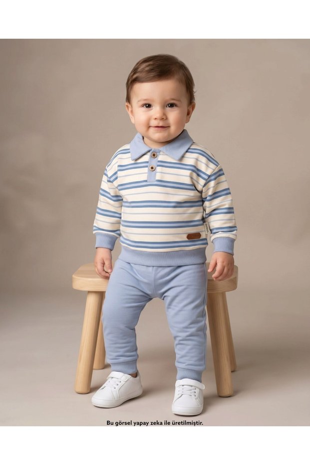 Baby Boy Striped Shirt with Collar 6-9-12-18-24 Months Old Stylish Baby Set