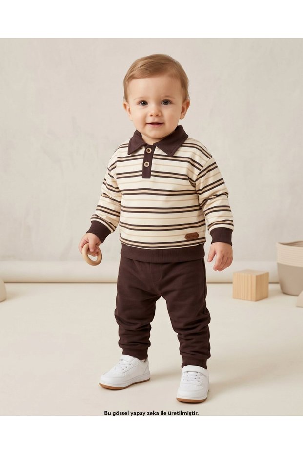 Baby Boy Striped Shirt with Collar 6-9-12-18-24 Months Old Stylish Baby Set
