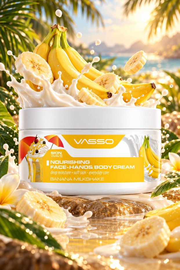 Skin Wave Nourishing Intensive Moisturizing Hand, Face and Body Cream – Banana Milkshake 250ml
