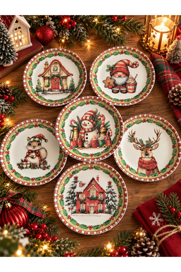 Christmas Merry Christmas 6-Piece 26 cm Stoneware Serving Plate