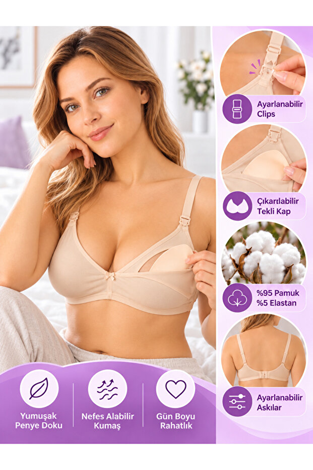 3-Piece Nursing Bra with Removable Pads