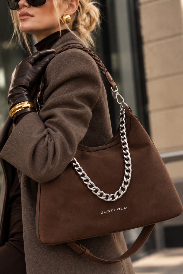 Luxury Suede Chain Detailed Women's Shoulder Bag