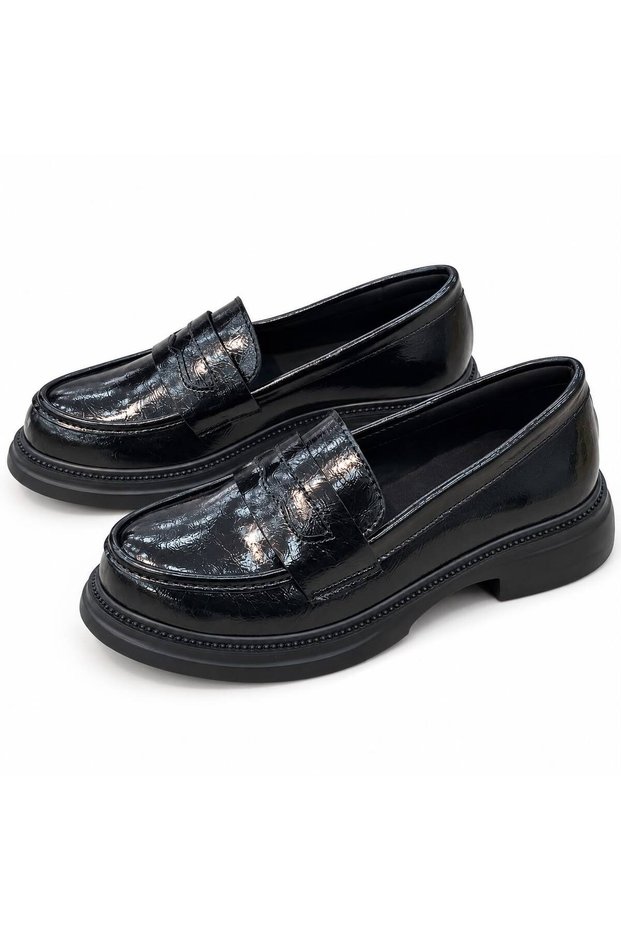 Women's Shiny Thick Sole Loafer Shoes