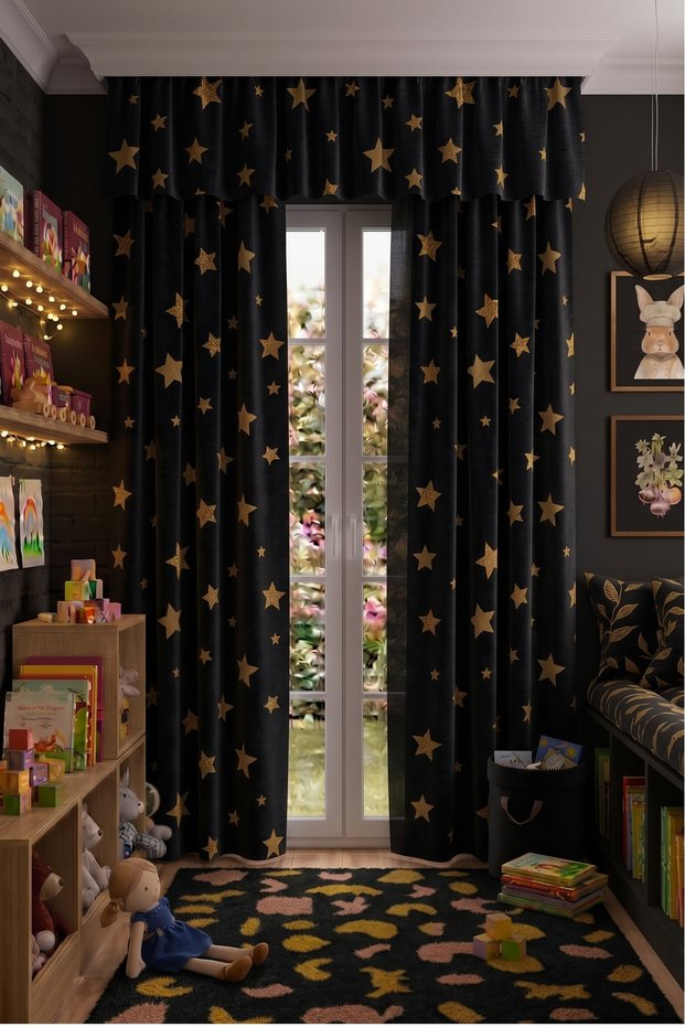 Baby & Kids Curtain Colored 2-Wing Cornice Short Background Curtain Modern