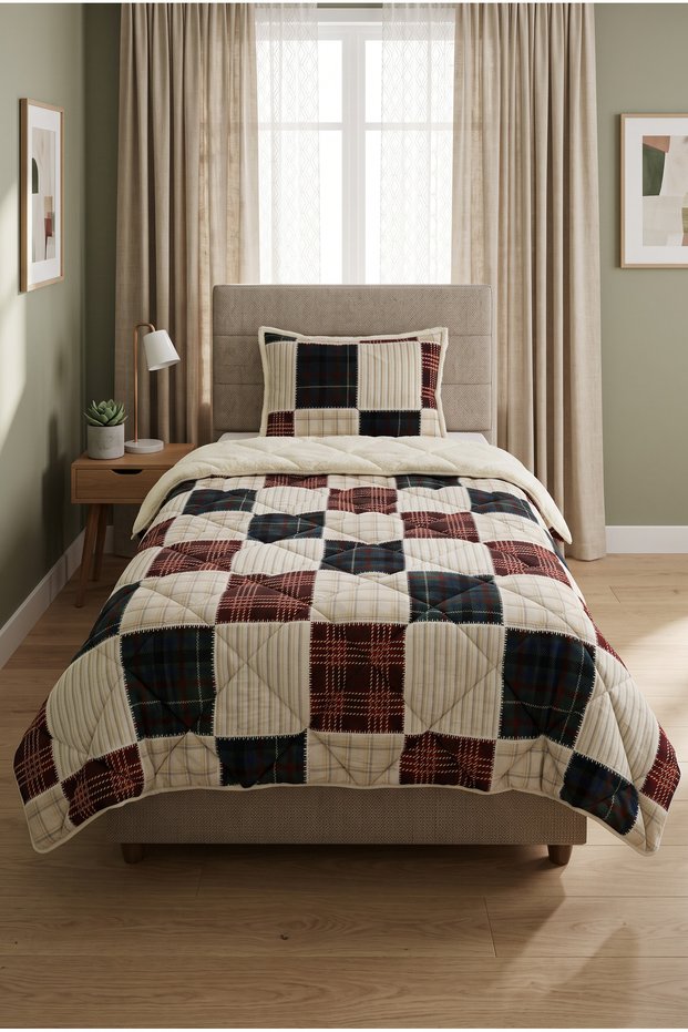 Comforter Single Duvet Set Colorful Checkered
