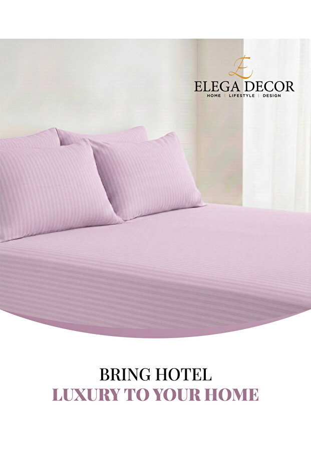 210TC Cotton Satin Single Strpies Bed Sheet Set 2PC | Soft Breathable Satin Flat Sheet 180x260 cm | 1 pillowcase 50x75 cm | OEKO-TEX & ECAS Certified