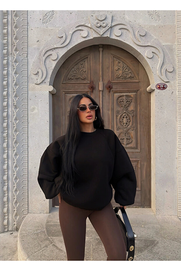 Black Sleeve Piece Embellished Sweatshirt