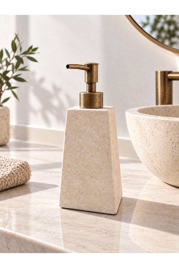 Travertine Liquid Soap Dispenser Decorative Bathroom Accessory Sink Soap Dispenser