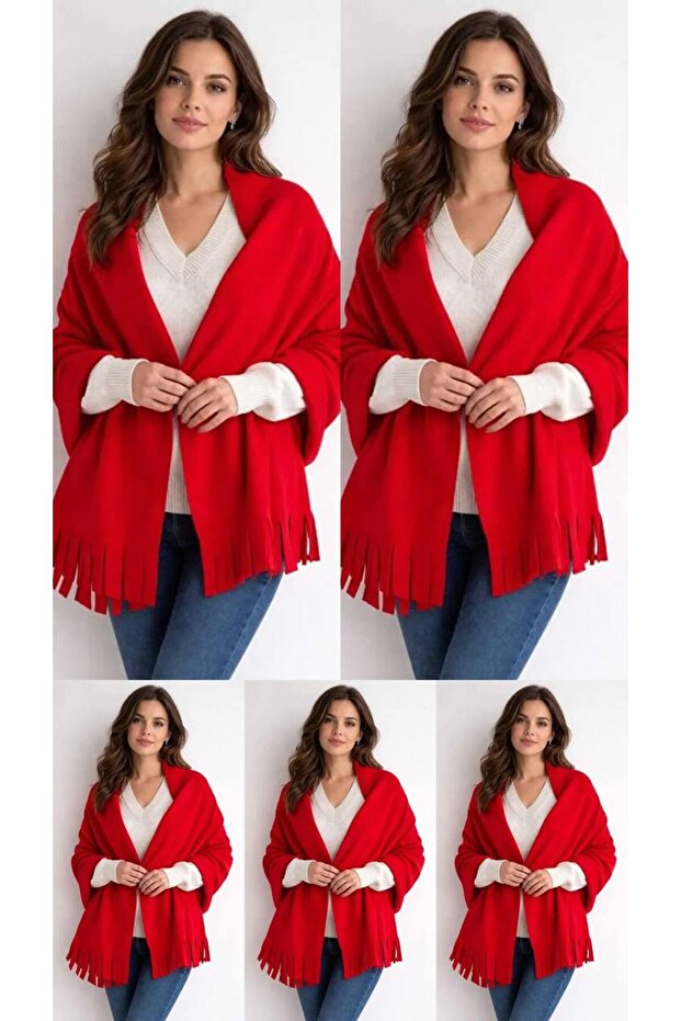 5 Pcs Polar Puffy Chic Premium Soft Boucle Scarf Red
