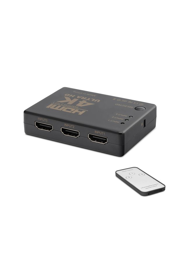 HDMI Switch 4K with Remote Control 3 in 1 Out - Black Hdx1308