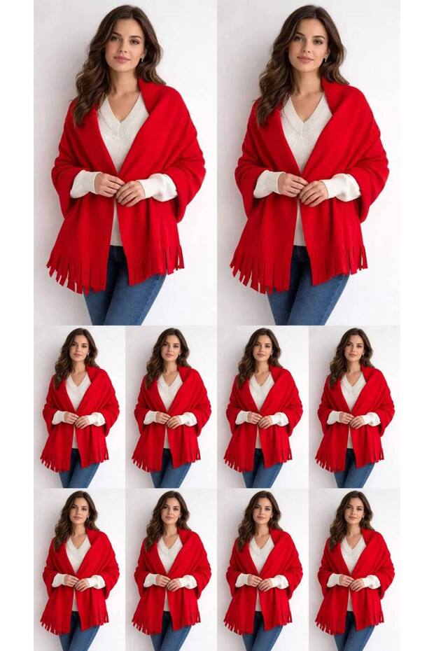 10 Pcs Polar Winter Claret Red Scarf Shawl Puffy Chic Premium Soft