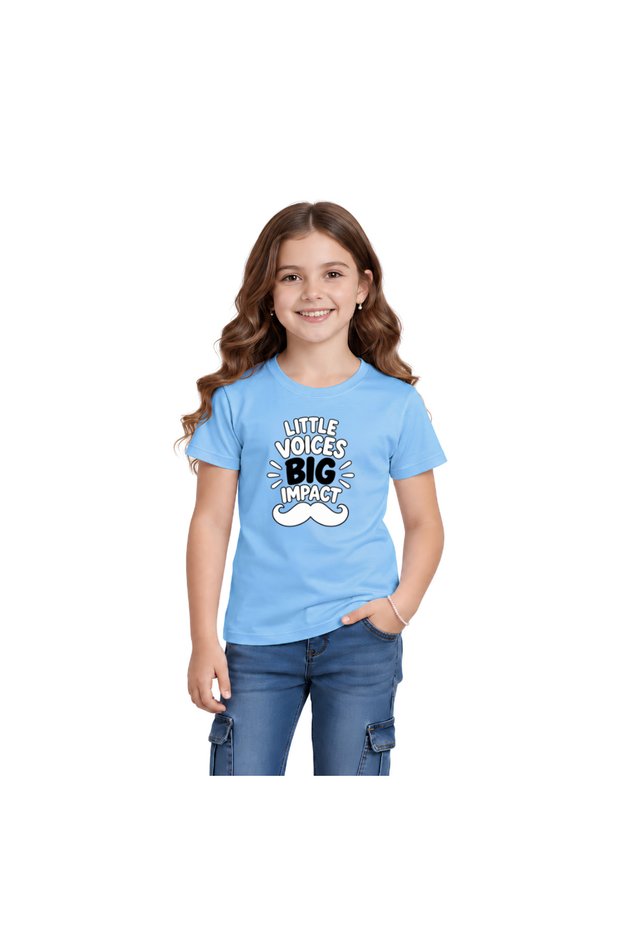 Movember Kids Girls T-Shirt–Moustache Design To Raise Awareness–Soft Cotton Round Neck Short Sleeve T-Shirts For Girls-Ideal For Movember