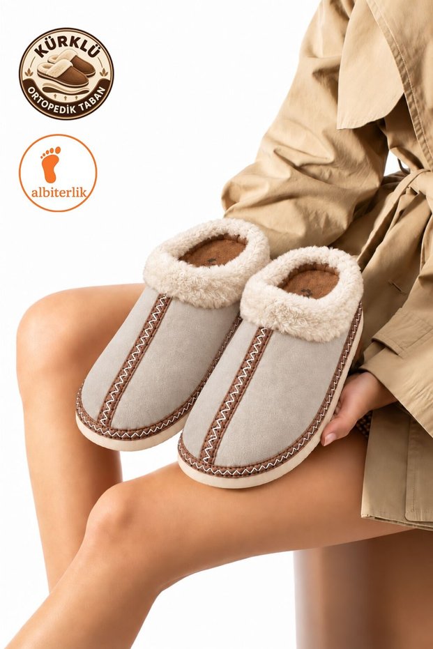 Women's Orthopedic Sole Fur Winter Indoor Outdoor Home Slippers Warm Furry Daily Home Slippers