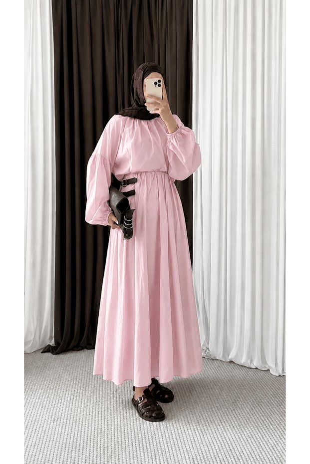 Gipeli Collared Blouse Skirt Set - 3250 - Pink