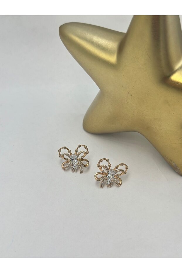 Zircon Stone Butterfly Earrings (Steel)