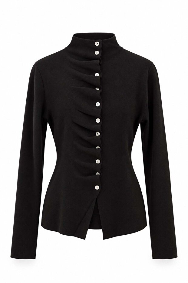Drape Buttoned Knitwear Black