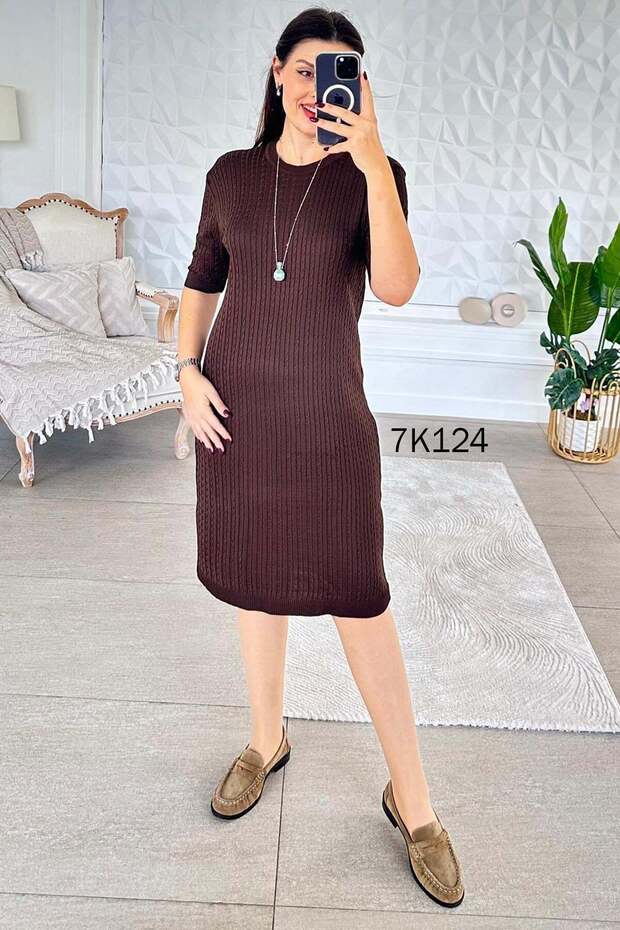 Crew Neck Knitwear Dress 7K124