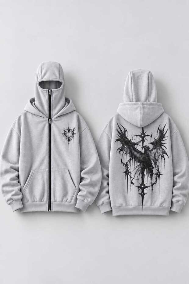 Snow Masked Ninja Unisex Sweatshirt Cardigan 2Strands Thick Fleece