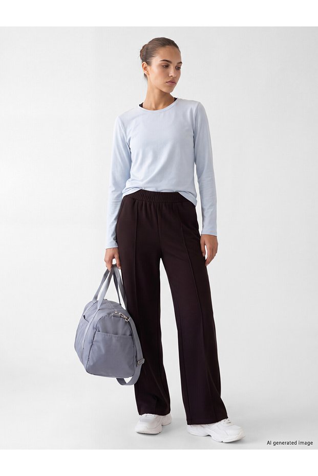 Two Mt Shop Quality Koor Sport Brown Diver Fabric Straight Loose & Baggy Women's Sweatpants