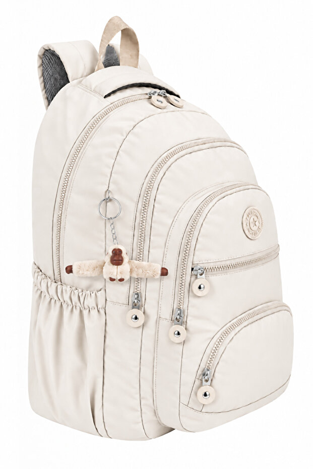 Luxury and Multi-Pocket Waterproof Crinkle School Bag, Crinkle Backpack + Monkey Keychain Gift