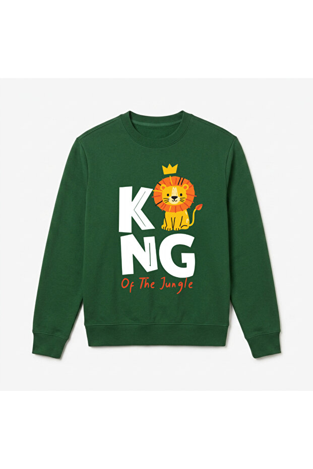 Lion print premium crew neck long sleeve sweatshirt