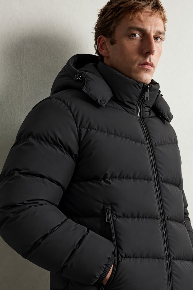 New Now Detachable Hooded Black Men's Coat Winter Coat