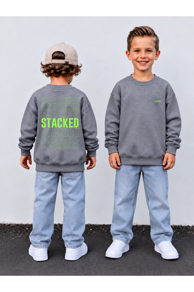 Crew Neck Sweatshirt for Boys, Printed 3-Yarn Hooded Winter Sweatshirt