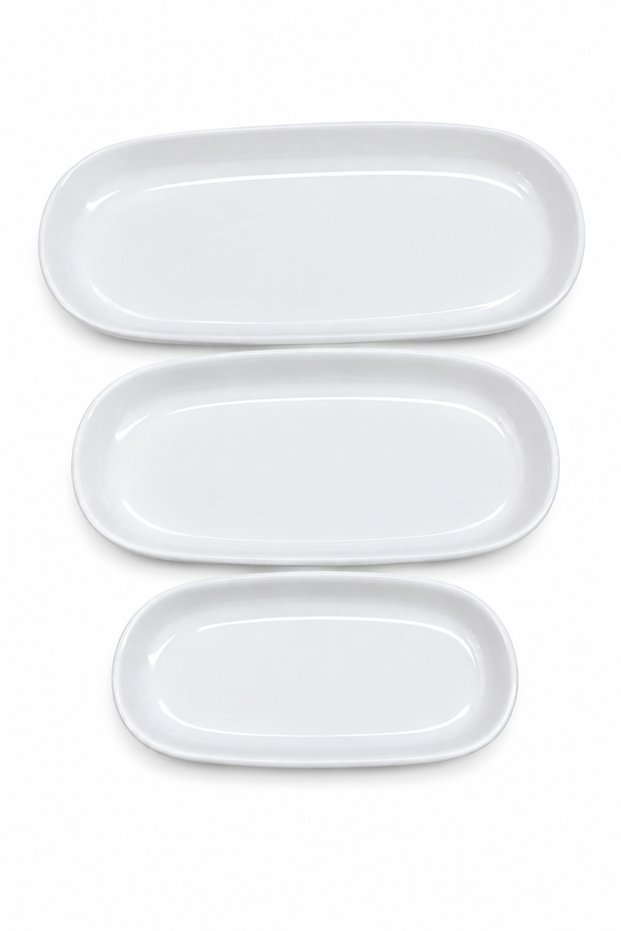 Plate House Porcelain Hygge 3 Piece Oval Boat Plate Set 14-18-21cm