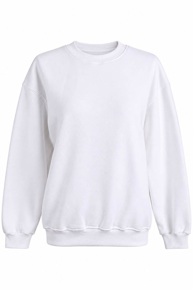 O Neck 3 Thread Ecru Women's Sweatshirt 27Kdt1000011