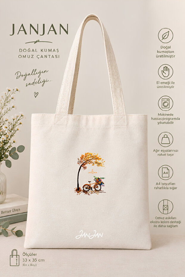 Canvas Tote Shoulder Bag Women's Daily Handbag Suitable for A4 Size Handmade Natural Fabric Large Tote Bag