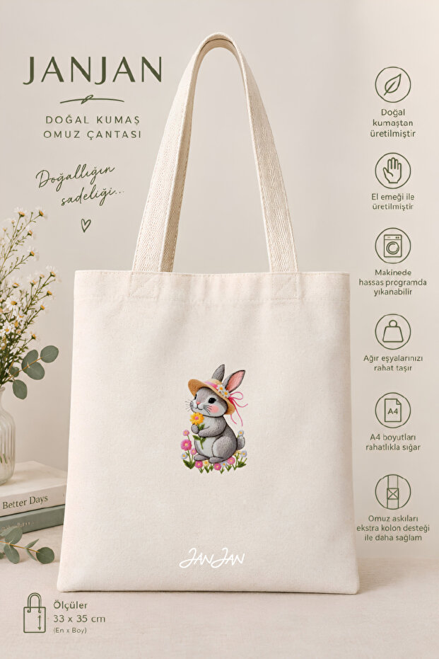 Canvas Tote Shoulder Bag Women's Daily Handbag Suitable for A4 Size Handmade Natural Fabric Large Tote Bag