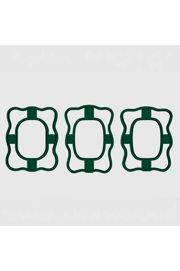 Set of 3 Baroque Curved Oval Frame Ceramic Clay and Dough Cutter Molds 4.5X6 cm Inner Space