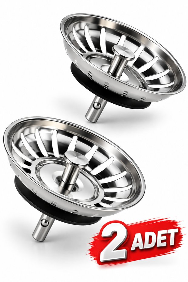 2 Pieces of 8 cm Stainless Steel Kitchen Sink Drain Strainer Siphon Stopper Metal Strainer