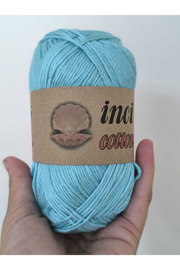 İnci Cotton Knitting Yarn 100 Gr Glass Blue Amigurumi, Blanket, Bag, Vest, Crochet, Baby