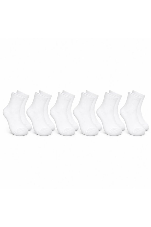 Children's White Socks Set of 6 Thin Stitched Soft Breathable School Daily Comfortable Socks Set for 5-11 Years Old
