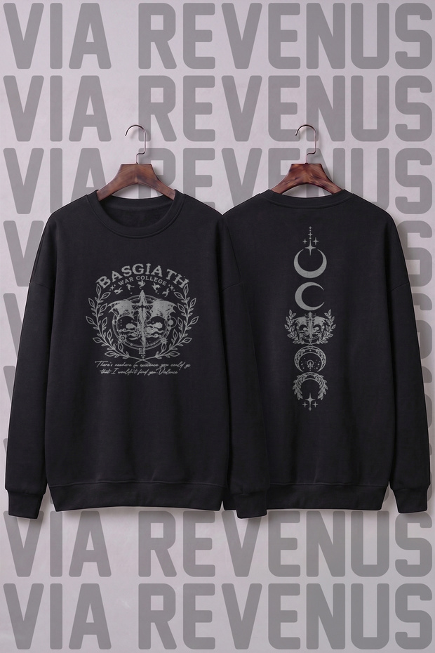 Basgiath Printed Wide Fit Crew Neck 100% Cotton Basic Sweatshirt