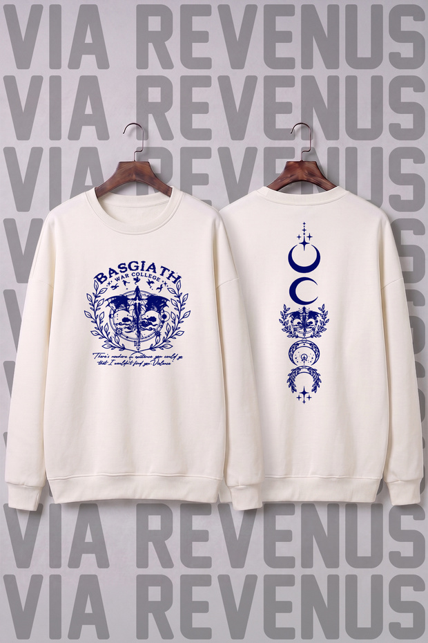 Basgiath Printed Wide Fit Crew Neck 100% Cotton Basic Sweatshirt