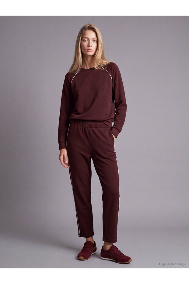Two Mt Shop Quality Natuvera Burgundy Plain Loose & Baggy Women's Sweatpants