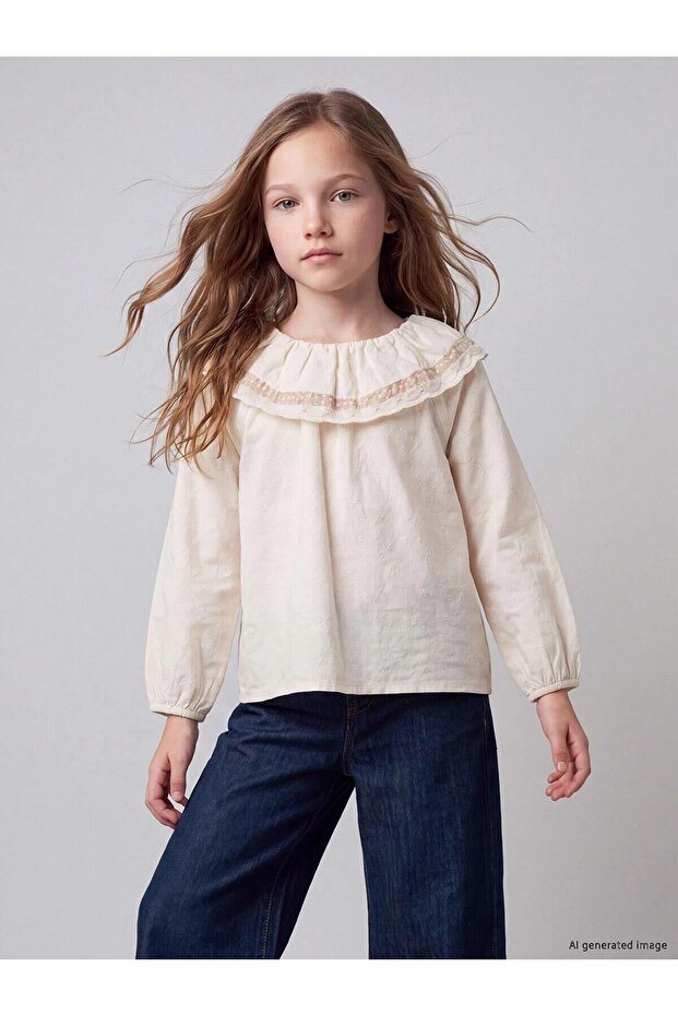 Embroidery Detailed Girls' Blouse (W6)