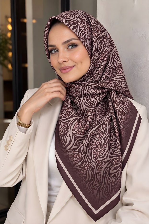 وشاح ناعم منقوش باللون البرتقالي