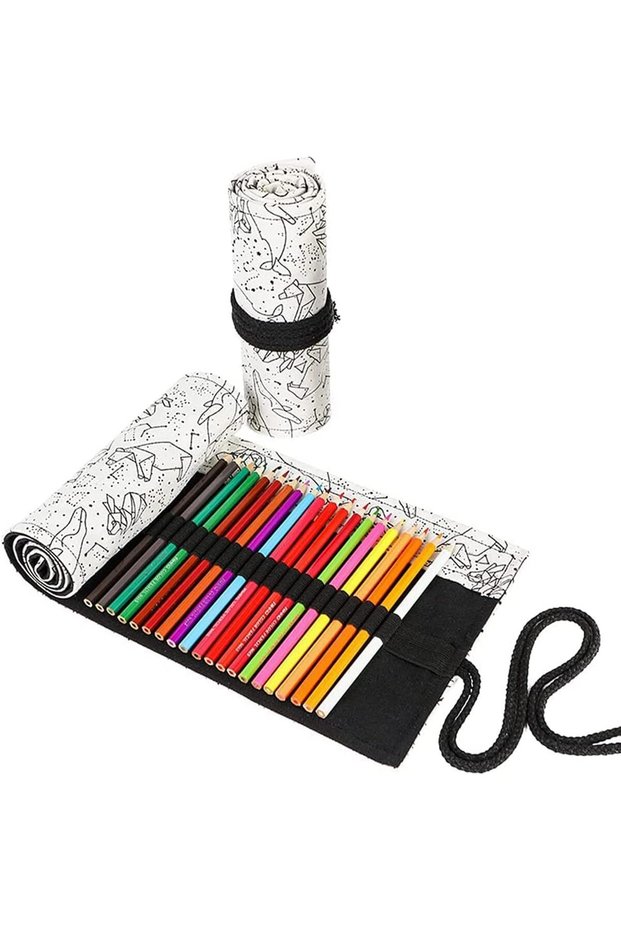 Canvas Pencil Wrap Case, Roll Up Pencil Storage Holder for Sketching Drawing Writing, Multi-Purpose